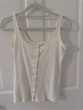 Neuflora Henley Tank Ivory Pointelle Small